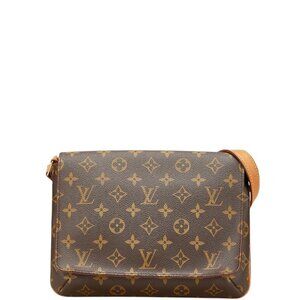 LOUIS VUITTON Authentic Brown Monogram Leather Shoulder Bag